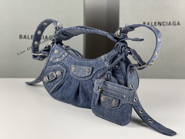 Balenciaga專櫃爆款小號牛仔肩背包 巴黎世家Le Cagole機車包 fyj1847